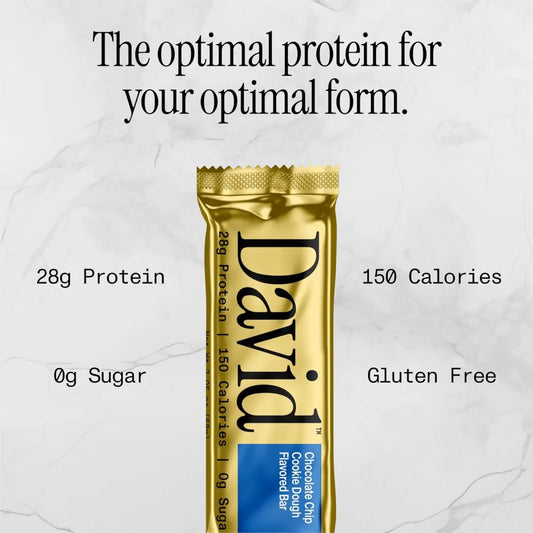 David, Protein Bar| 0g of Sugar - High Protein, Low Carb-12 PACK