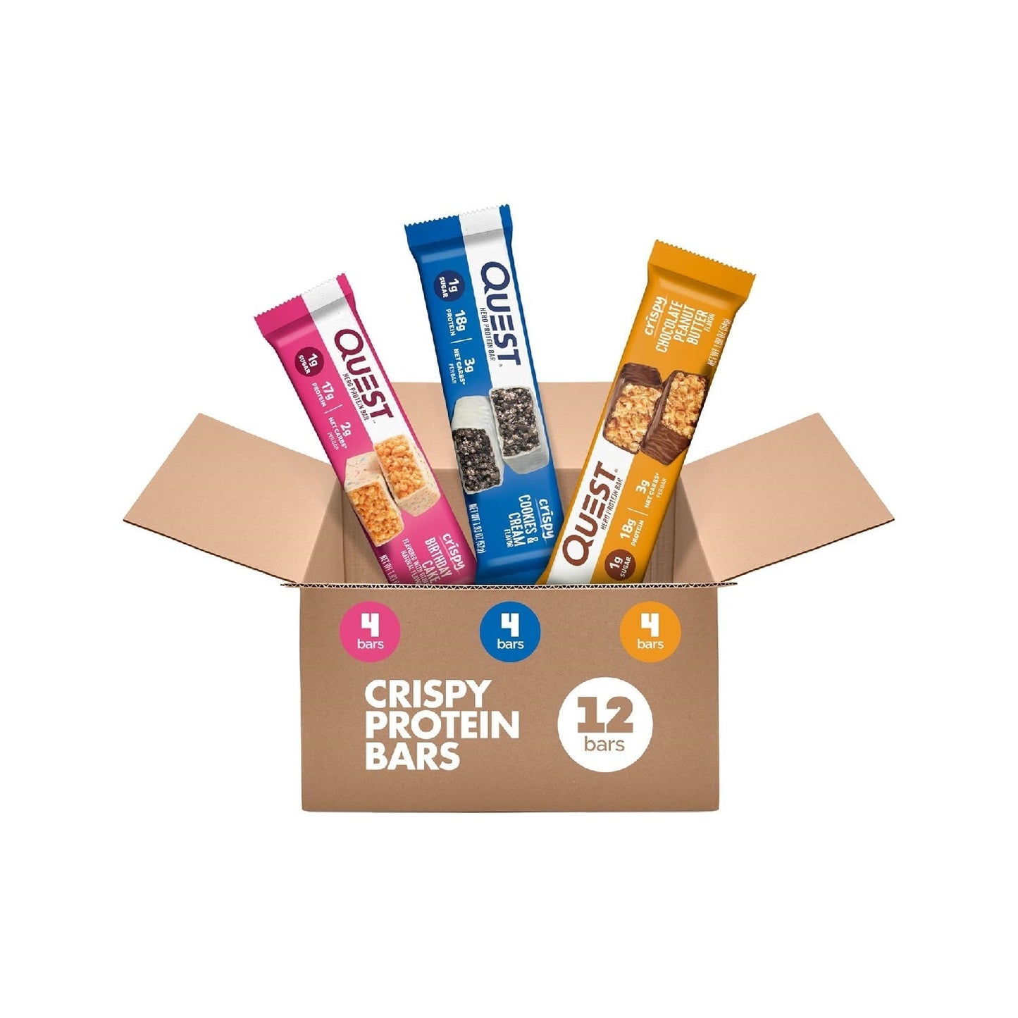 Quest Nutrition Crispy Hero Protein Bar, 18g Protein, 1g Sugar, 3g Net Carb, Gluten Free Protein Snack, 12 Count