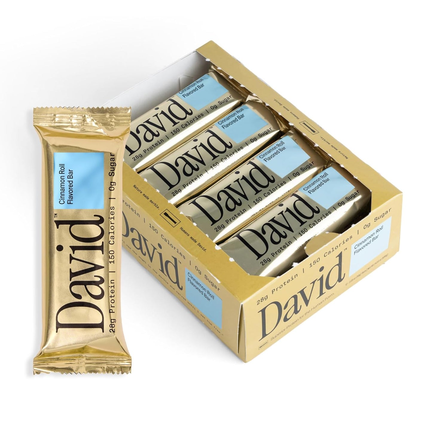 David, Protein Bar| 0g of Sugar - High Protein, Low Carb-12 PACK