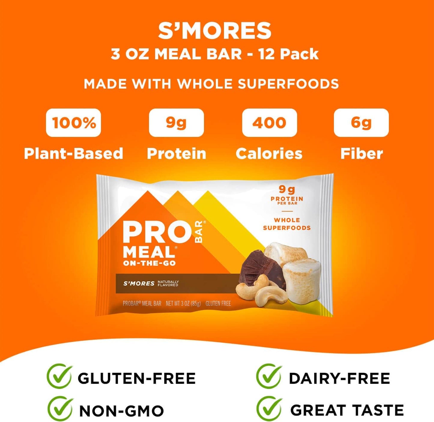 PROBAR - MEAL Bar, Non-GMO, Gluten-Free, Healthy, Plant-Based, Whole-Food Ingredients, Natural Energy (12 Count)