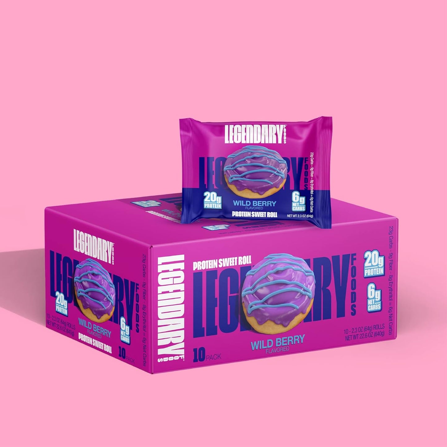 Legendary Foods 20g Protein Sweet Rolls - Premium High Protein Bars, 10 Pack