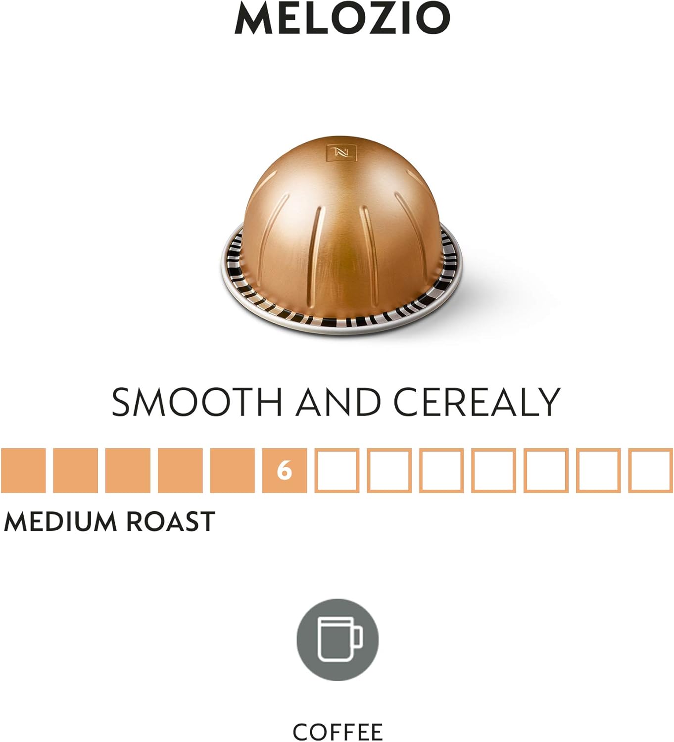 Nespresso Capsules Vertuo, Melozio, Medium Roast Coffee, 30-Count Coffee Pods, Brews 7.8oz.