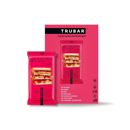 TRUBAR Plant-Based Protein Bar, 12g Protein, 13g Fiber, Vegan, Gluten Free, Non-GMO, Dairy Free, 12 CT