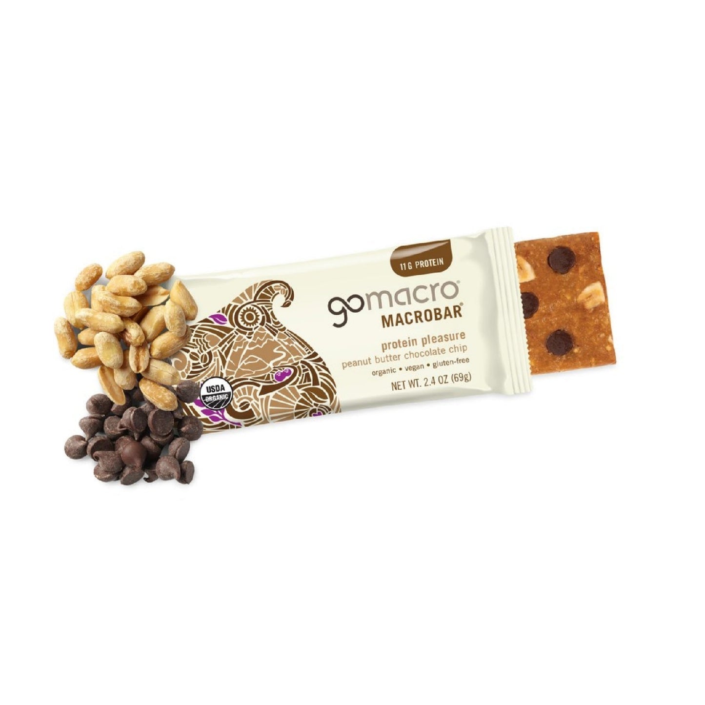 GoMacro MacroBar Organic Vegan Protein Bars, 11 grams of plant protein, 280 calories (2.3 Ounce Bars, 12 Count)