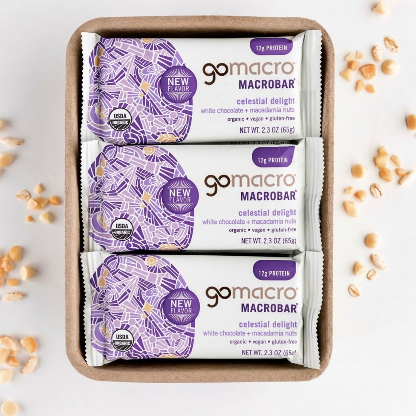 GoMacro MacroBar Organic Vegan Protein Bars, 11 grams of plant protein, 280 calories (2.3 Ounce Bars, 12 Count)