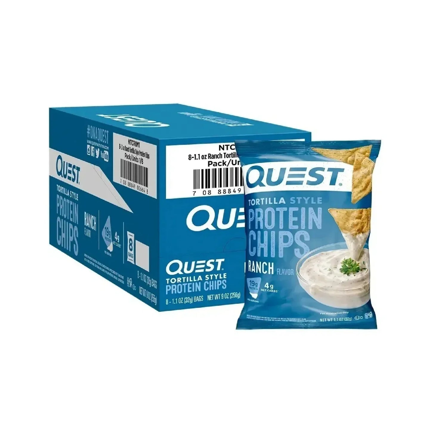 Quest Nutrition Protein Chips, 19g Protein, 4g Net Carb, Low Carb, Gluten Free, 1.1 oz (Pack of 12)