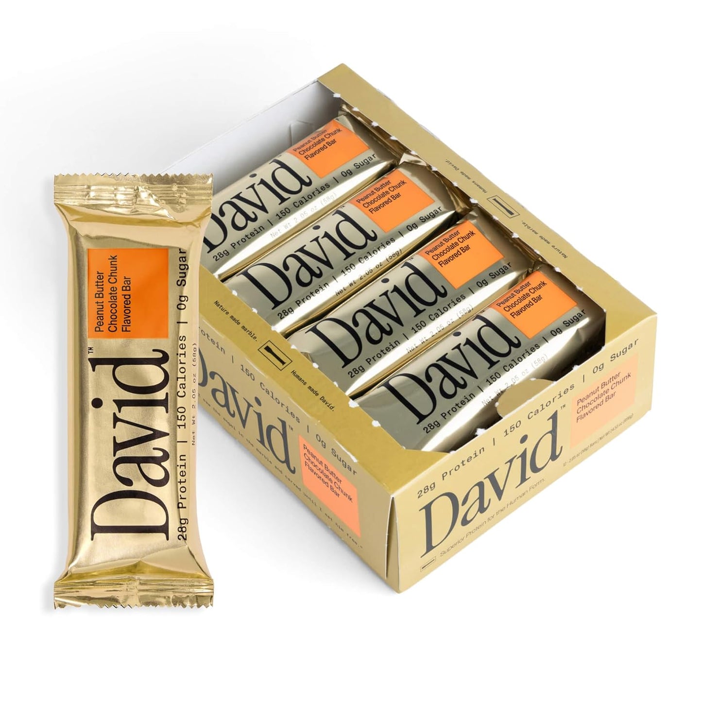 David, Protein Bar| 0g of Sugar - High Protein, Low Carb-12 PACK