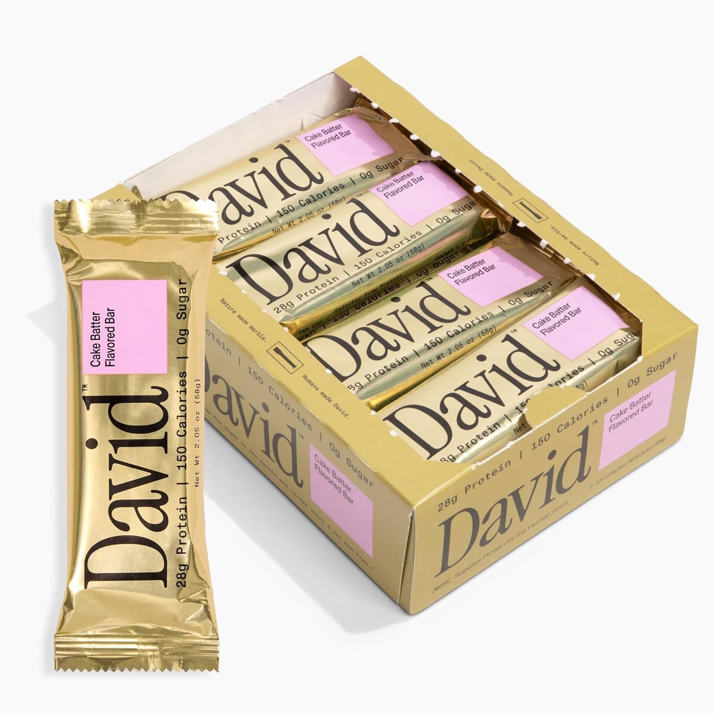 David, Protein Bar| 0g of Sugar - High Protein, Low Carb-12 PACK