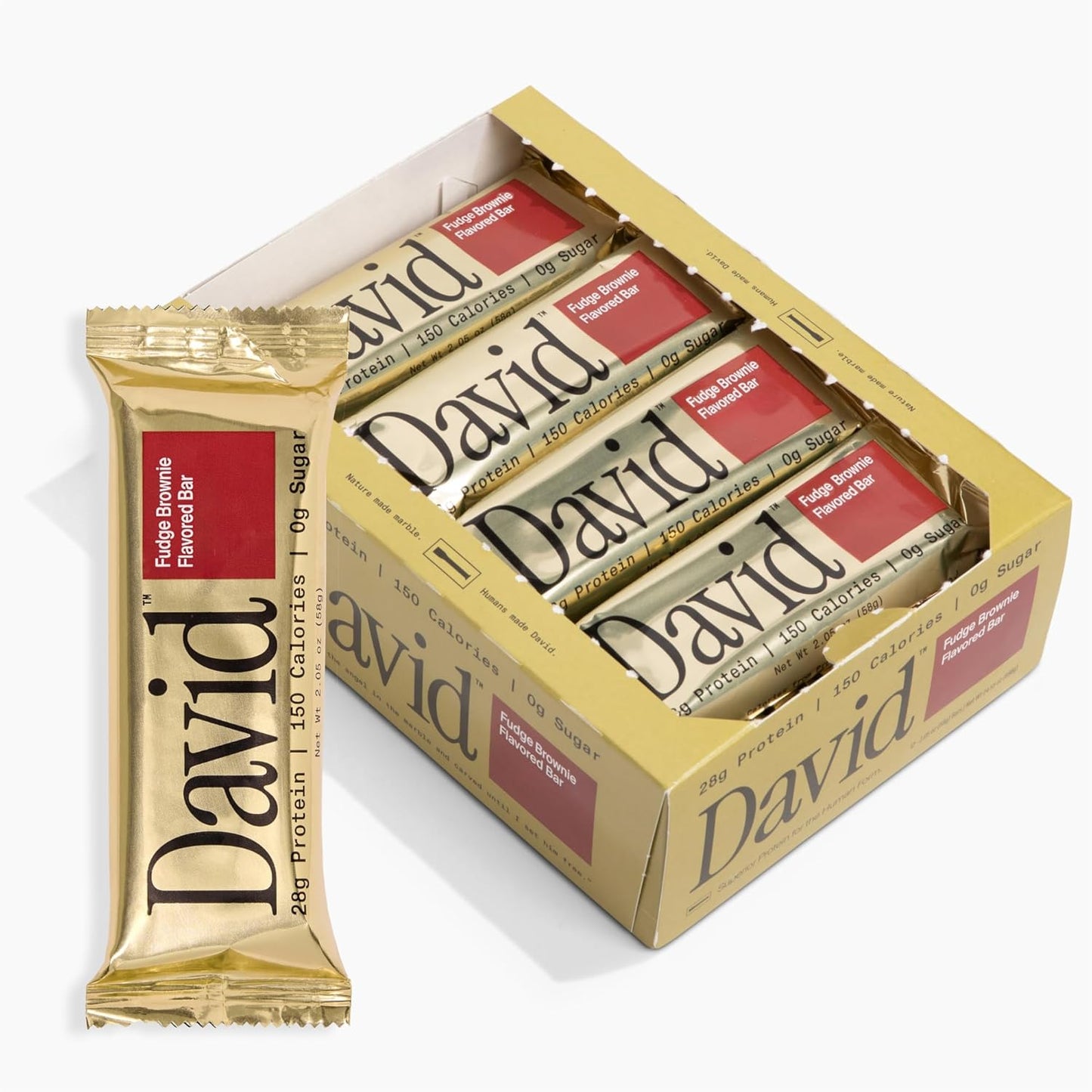 David, Protein Bar| 0g of Sugar - High Protein, Low Carb-12 PACK