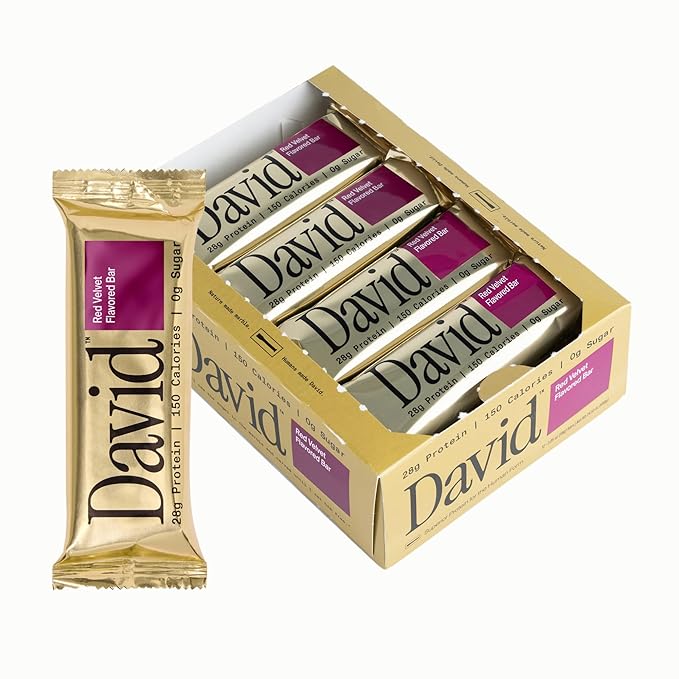 David, Protein Bar| 0g of Sugar - High Protein, Low Carb-12 PACK