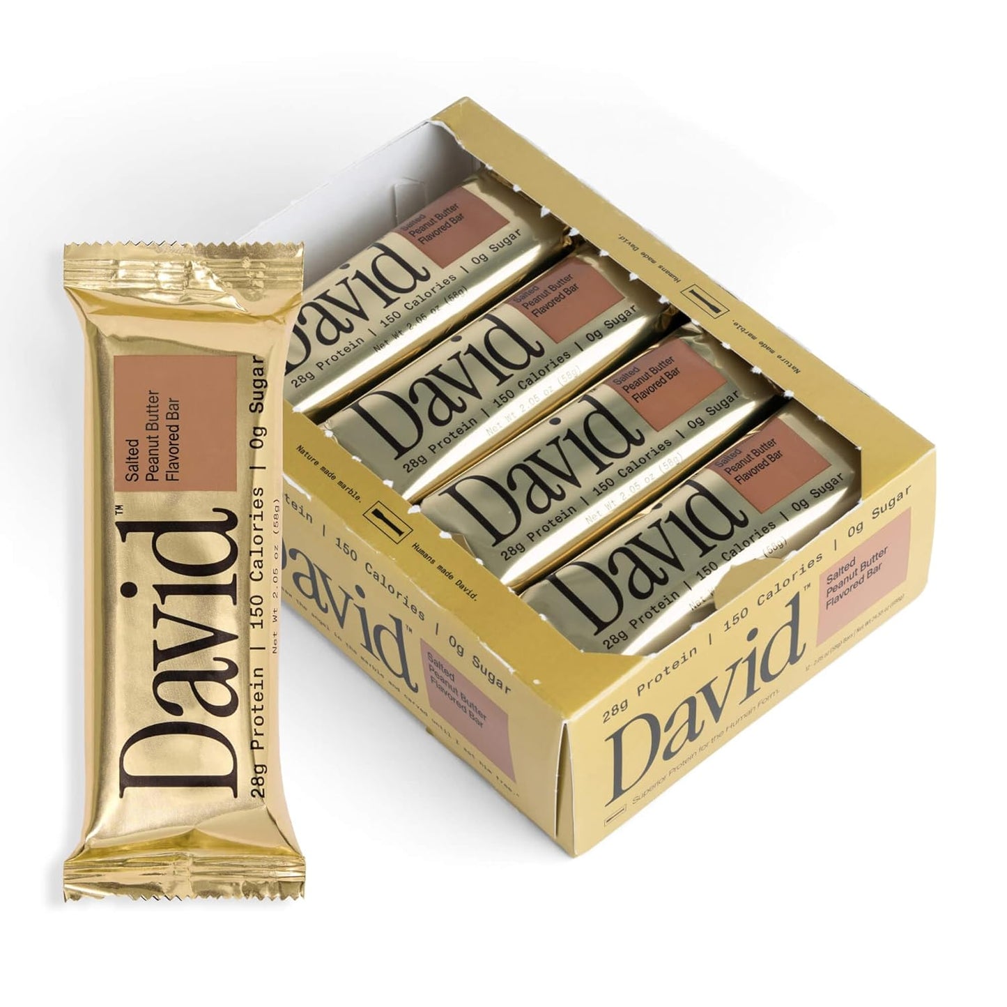 David, Protein Bar| 0g of Sugar - High Protein, Low Carb-12 PACK