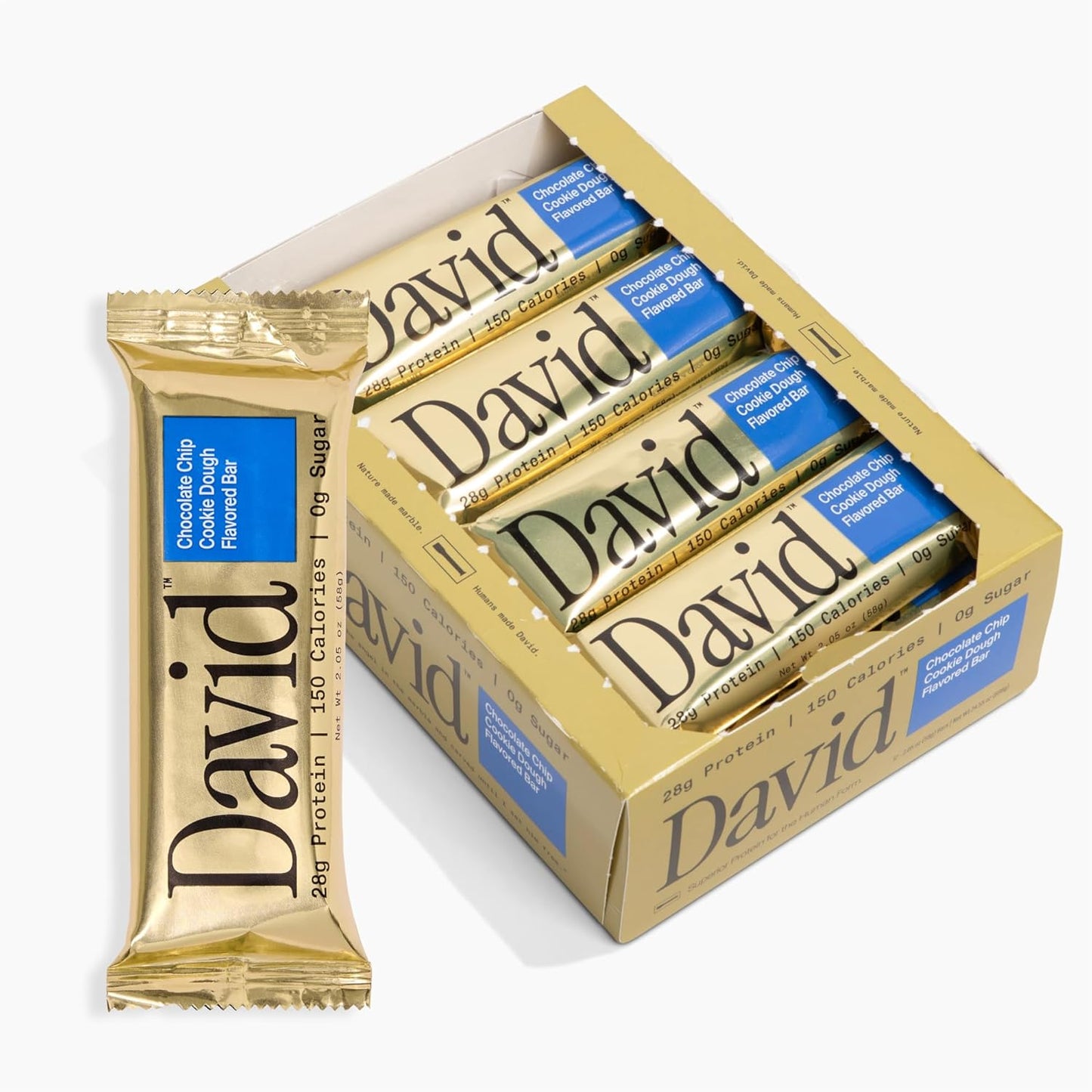 David, Protein Bar| 0g of Sugar - High Protein, Low Carb-12 PACK